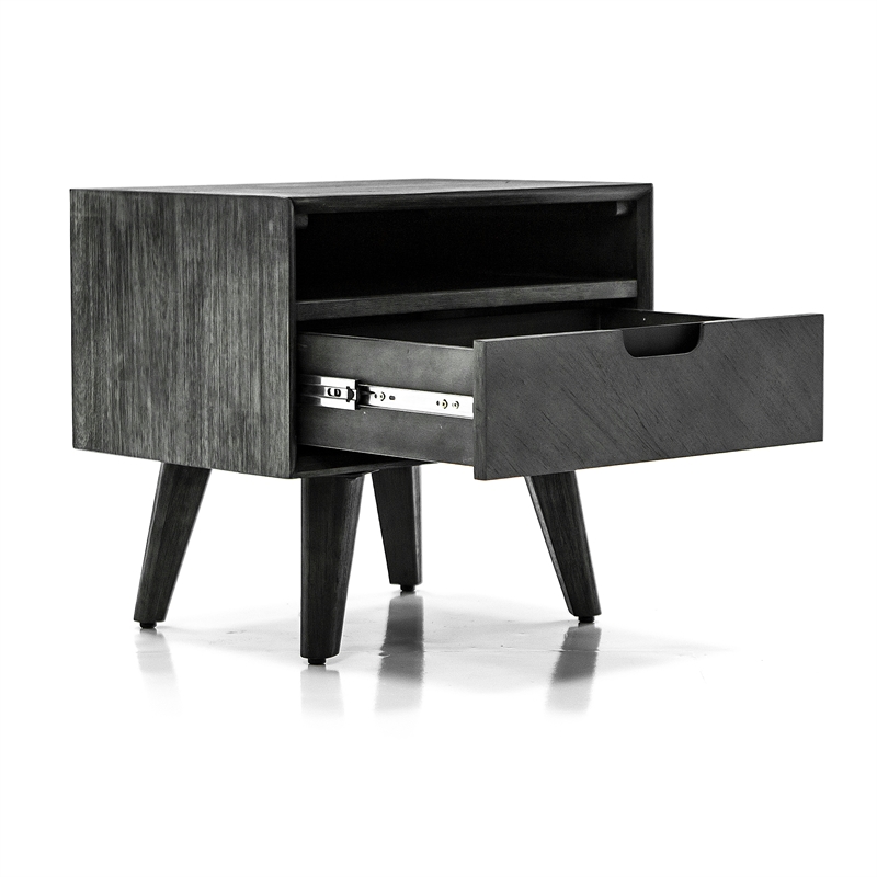 Armen Living Mohave Modern Wood Single Drawer Night Stand in Tundra Gray