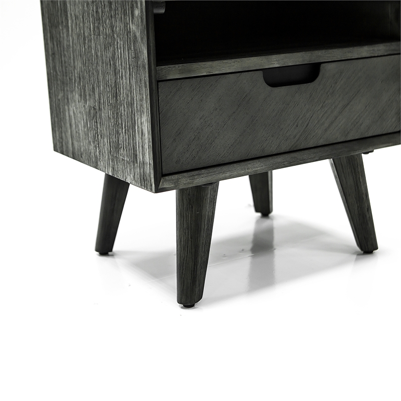 Armen Living Mohave Modern Wood Single Drawer Night Stand in Tundra Gray