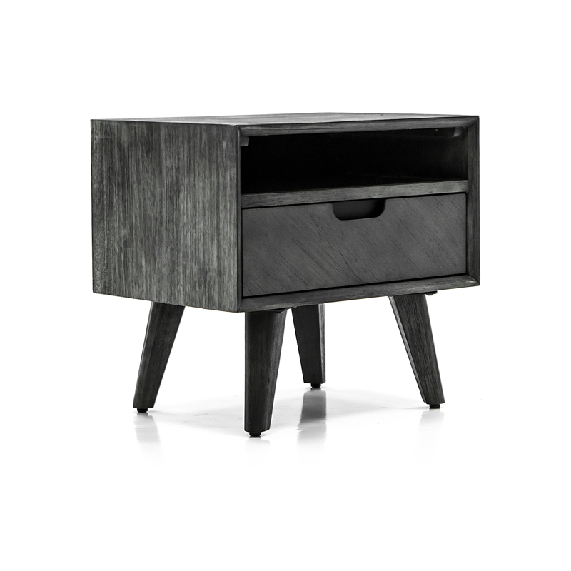 Armen Living Mohave Modern Wood Single Drawer Night Stand in Tundra Gray