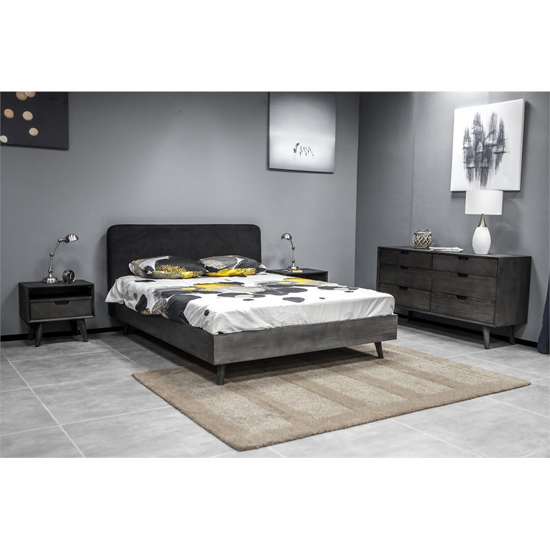 Armen Living Mohave Modern Wood Single Drawer Night Stand in Tundra Gray