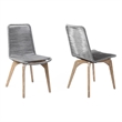 Armen Living Island Wood Outdoor Patio Dining Chair in Gray/Natural (Set of 2)