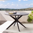 Armen Living Oasis Wood and Stone Outdoor Round Dining Table in Gray