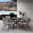 Armen Living Oasis Wood and Stone Outdoor Round Dining Table in Gray