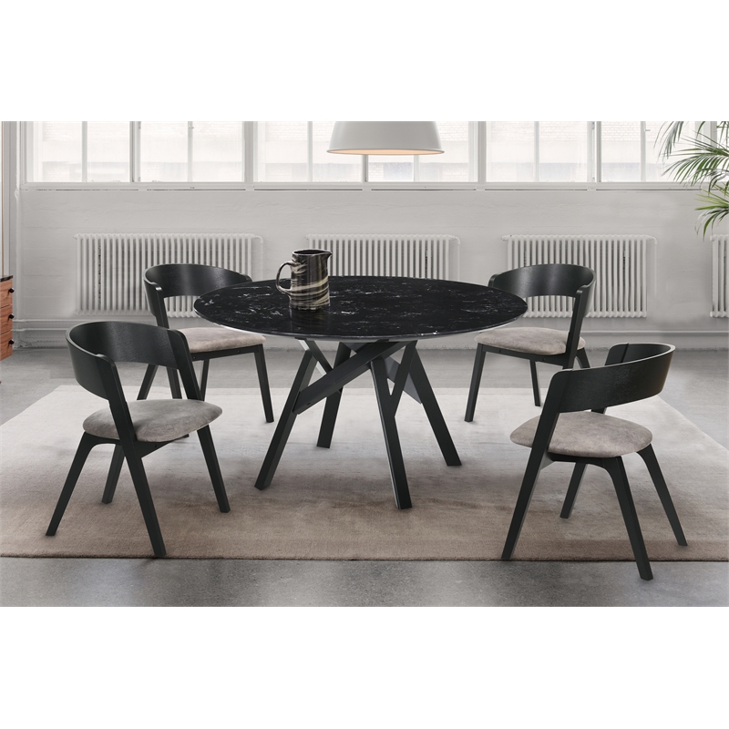 Armen Living Venus Jackie 5PC Wood Dining Table and Chair Set in Black/Gray