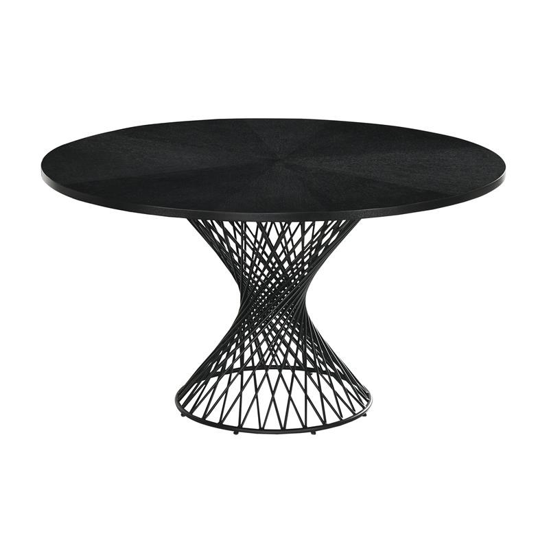 Armen Living Cirque Rowan 5-Piece Wood Dining Table and Chair Set in Black/Gray