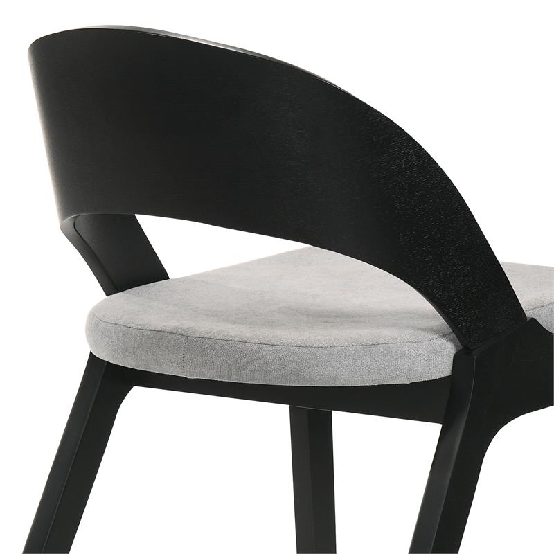 Armen Living Polly Dining Fabric & Wood Accent Chairs in Black/Gray (Set of 2)