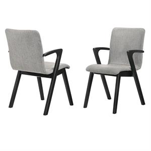 Armen Living Varde 19&quot Modern Wood Dining Accent Chair in Gray/Black (Set of 2)