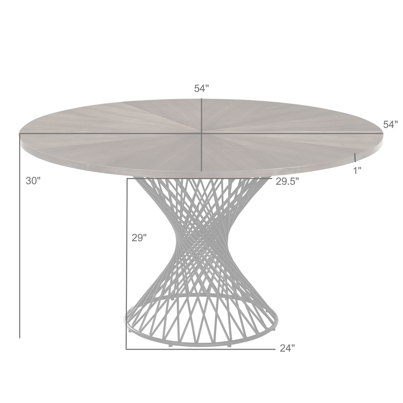 Armen Living Cirque Round Contemporary Wood Dining Table in Walnut/Black