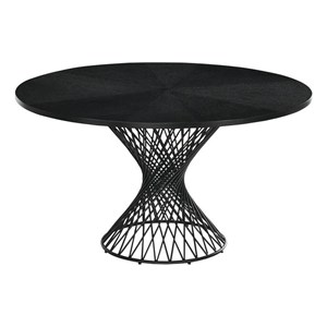 Armen Living Cirque Round ContemporaryWood Dining Table in Black