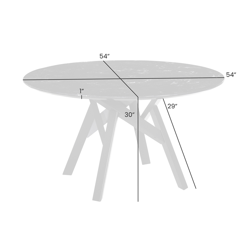 Armen Living Venus Round Contemporary Marble & Wood Dining Table in Black