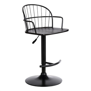 Armen Living Edward 23.25-31.25&quot Contemporary Metal Barstool in Black/Walnut