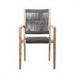 Armen Living Sienna & Madsen 5PC Wood Outdoor Dining Set in Gray Teak/Black