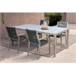 Armen Living Sienna & Madsen 5PC Wood Outdoor Dining Set in Gray Teak/Black