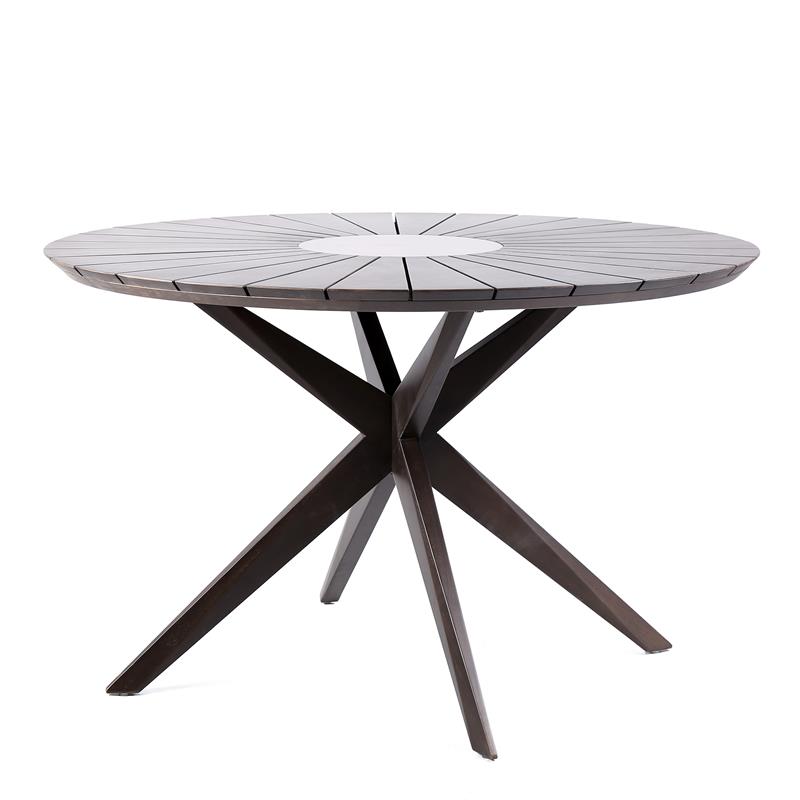 Armen Living Oasis and Brielle Outdoor 5-Piece Wood Dining Set in Gray