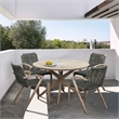 Armen Living Oasis and Brielle Outdoor 5-Piece Wood Dining Set in Natural