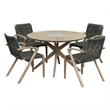 Armen Living Oasis and Brielle Outdoor 5-Piece Wood Dining Set in Natural