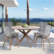 Armen Living Oasis and Island Outdoor 5-Piece Wood Dining Set in Natural