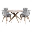 Armen Living Oasis and Island Outdoor 5-Piece Wood Dining Set in Natural
