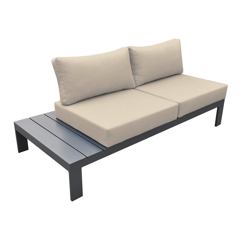 Armen Living Razor 4PC Aluminum/Fabric Outdoor Sectional Set in Taupe/Dark Gray