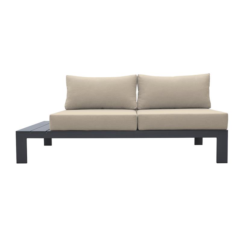 Armen Living Razor 4PC Aluminum/Fabric Outdoor Sectional Set in Taupe/Dark Gray
