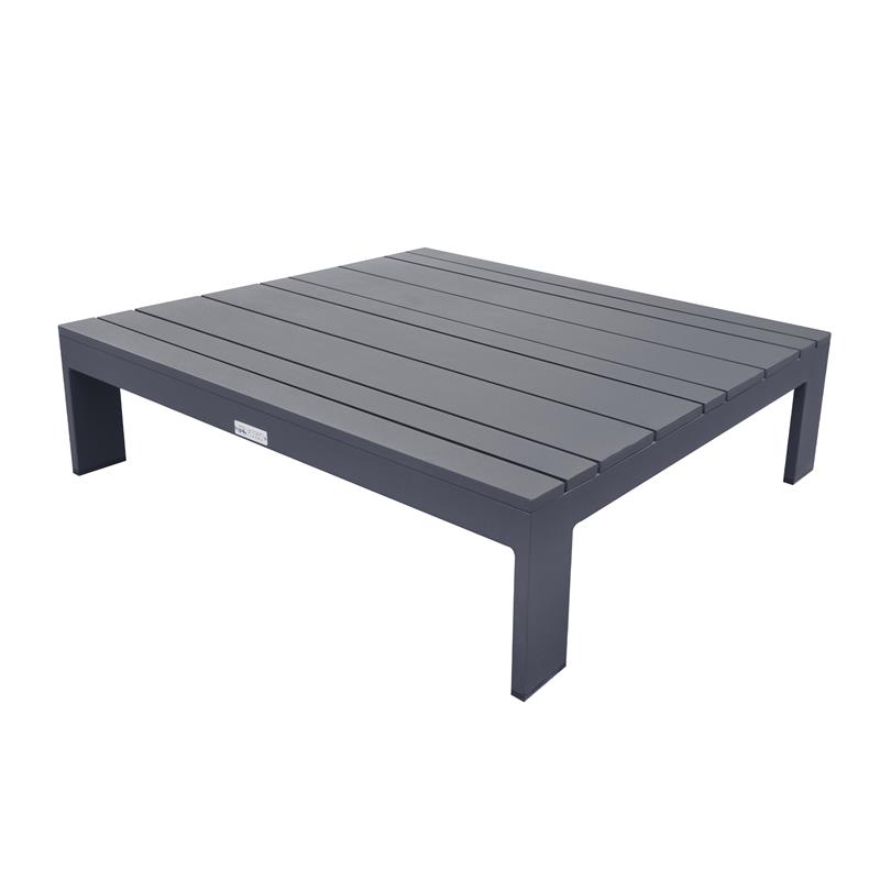Armen Living Razor 4PC Aluminum/Fabric Outdoor Sectional Set in Taupe/Dark Gray