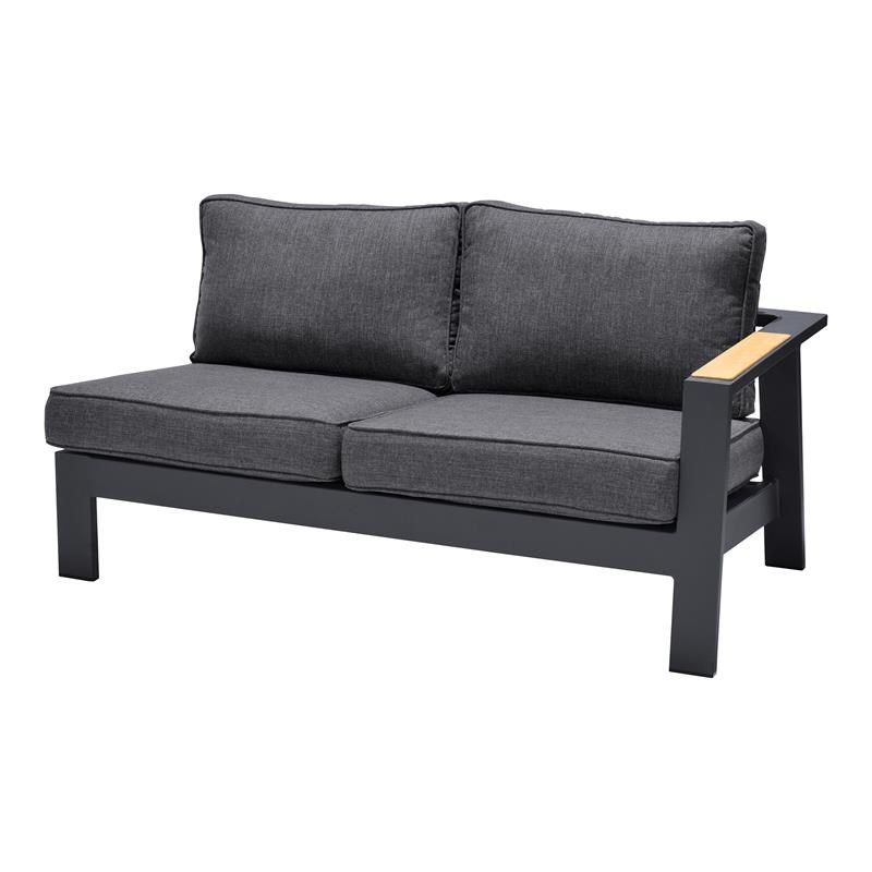 Armen Living Palau 4-Piece Aluminum Outdoor Patio Sofa Set in Dark Gray/Natural