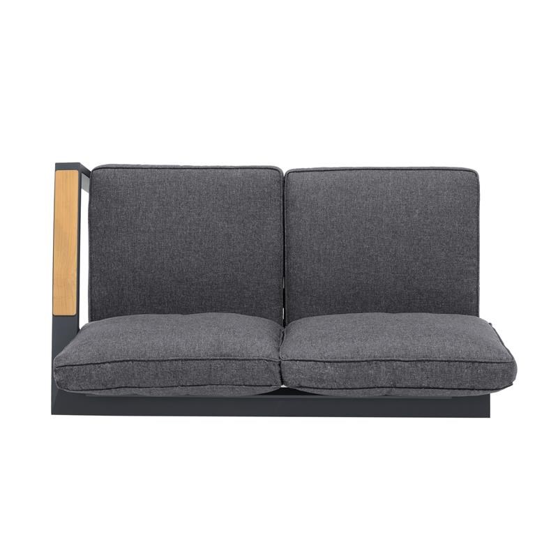 Armen Living Palau 4-Piece Aluminum Outdoor Patio Sofa Set in Dark Gray/Natural