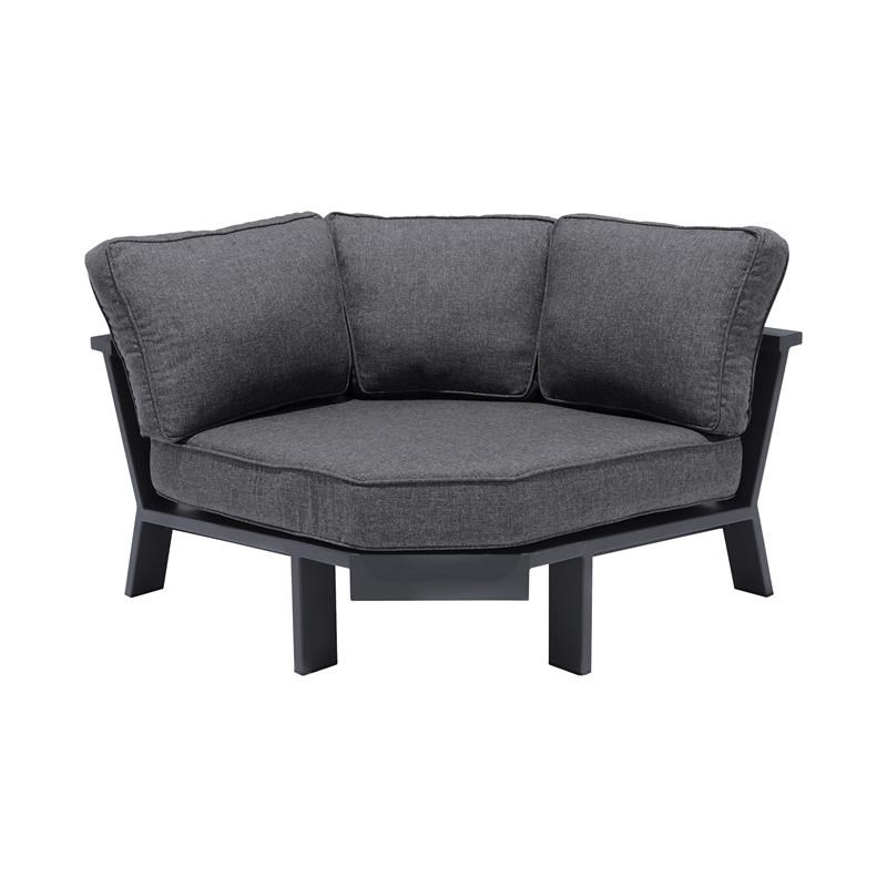 Armen Living Palau 4-Piece Aluminum Outdoor Patio Sofa Set in Dark Gray/Natural