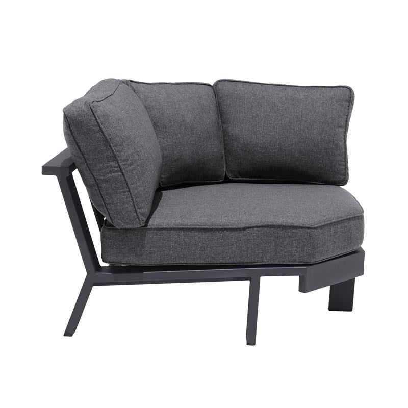 Armen Living Palau 4-Piece Aluminum Outdoor Patio Sofa Set in Dark Gray/Natural