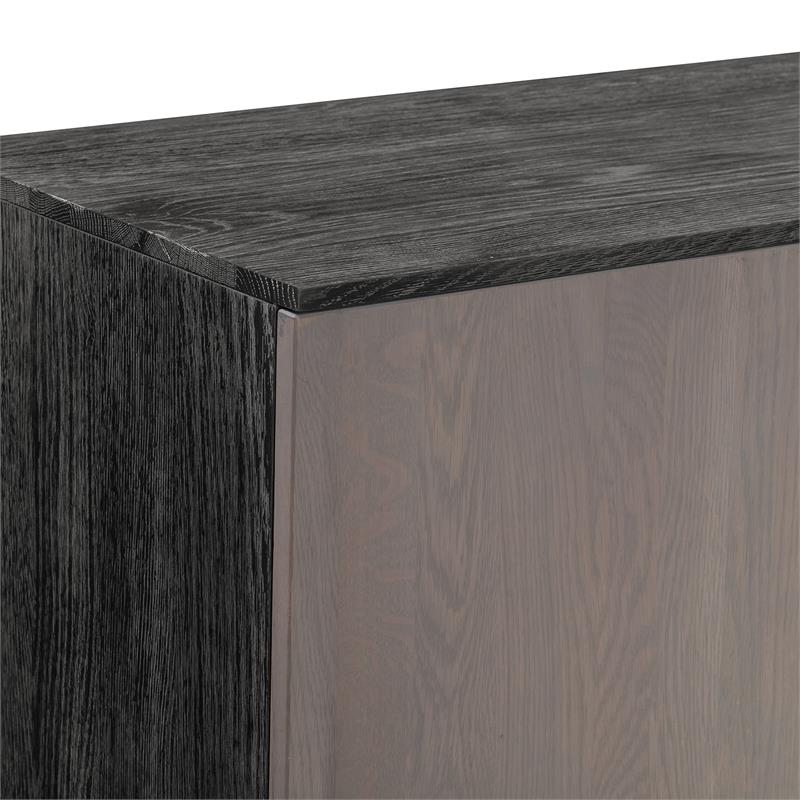 Armen Living Turin Modern Solid Wood Sideboard Cabinet with Copper Accent in Oak