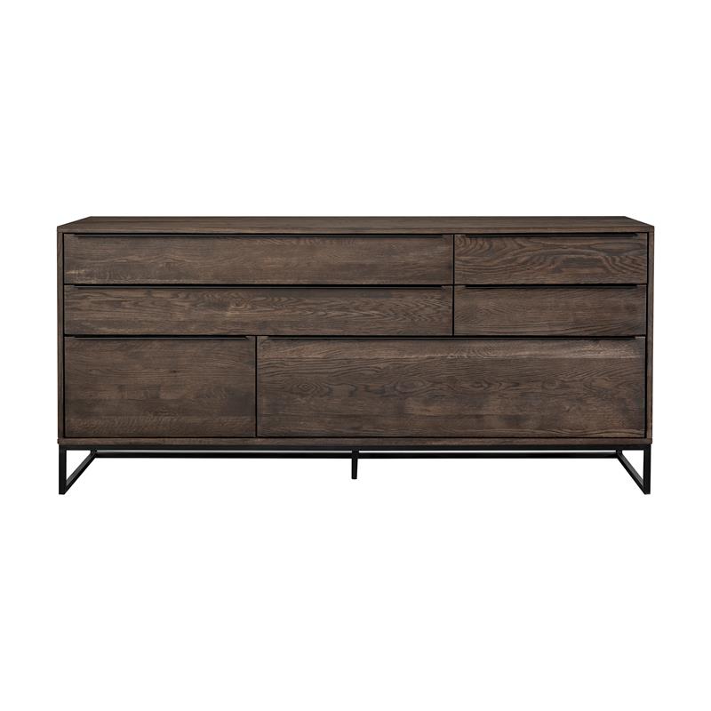 Armen Living Nevada Modern Solid Wood & Metal Sideboard in Dark Brown