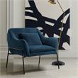 Armen Living Karen Modern Velvet Accent Chair with Armrest in Blue