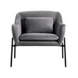Armen Living Karen Modern Velvet Accent Chair with Armrest in Gray