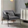 Armen Living Karen Modern Velvet Accent Chair with Armrest in Gray