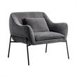 Armen Living Karen Modern Velvet Accent Chair with Armrest in Gray