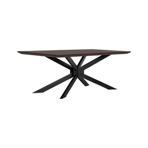 Armen Living Pirate 83&quot Modern Wood Dining Table in Brushed Coffee Bean/Black