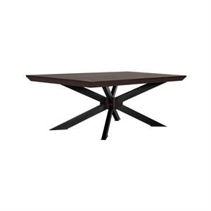 Armen Living Pirate 55&quot Modern Wood Coffee Table in Brushed Coffee Bean/Black