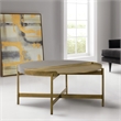 Armen Living Dua Modern Metal & Concrete Coffee Table in Antique Brass/Gray