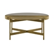 Armen Living Dua Modern Metal & Concrete Coffee Table in Antique Brass/Gray