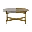 Armen Living Dua Modern Metal & Concrete Coffee Table in Antique Brass/Gray