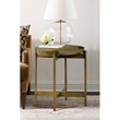 Armen Living Dua Modern Metal & Concrete End Table in Antique Brass/Gray