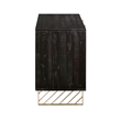 Armen Living Monaco Rectangular Solid Wood Sideboard in Black/Antique Brass