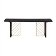 Armen Living Monaco Wood Coffee Table in Black/Antique Brass