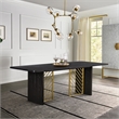 Armen Living Monaco Wood and Metal Dining Table in Black/Antique Brass