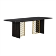 Armen Living Monaco Wood and Metal Dining Table in Black/Antique Brass
