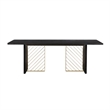 Armen Living Monaco Wood and Metal Dining Table in Black/Antique Brass