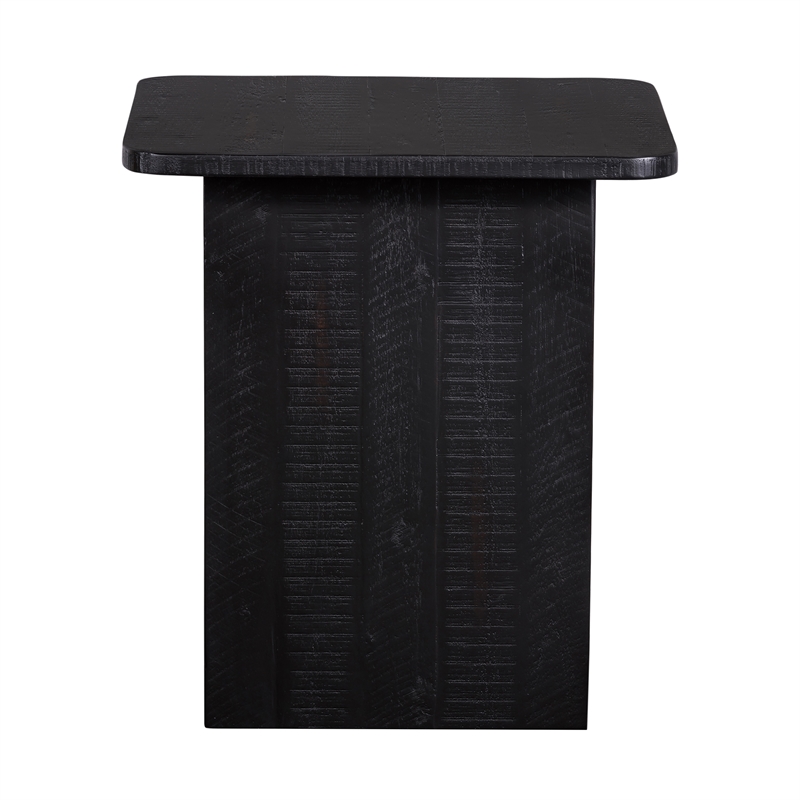 Armen Living Monaco Modern Wood Side Table in Black/Antique Brass