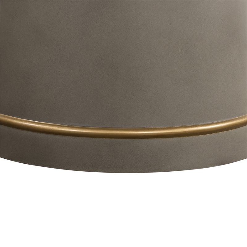Armen Living Pinni Round Contemporary Stone Dining Table in Gray/Antique Brass