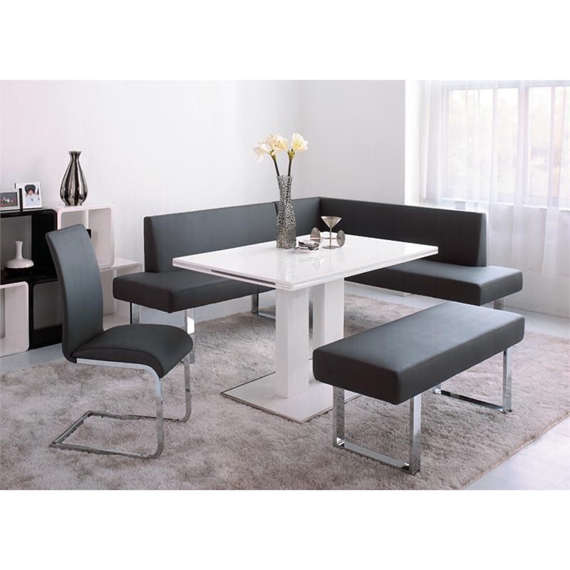 Armen Living Amanda 3-Piece Faux Leather & Wood Dining Set in Black/White