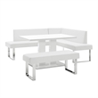 Armen Living Amanda 3-Piece Rectangular Faux Leather & Metal Dining Set in White